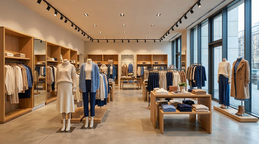 Profesjonalny visual merchandising w butiku z odzieżą markową z przemyślaną ekspozycją produktów