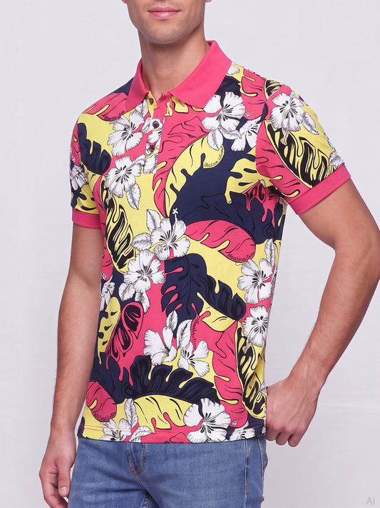 Moschino Tropical Floral Polo Shirt (A16019413), Men