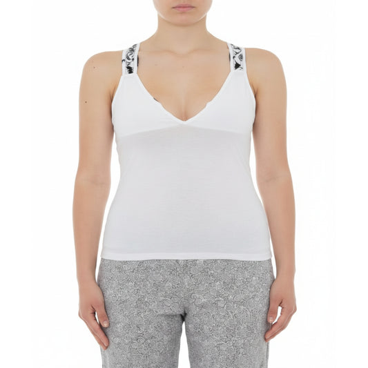 Moschino White V-Neck Tank Top (A89014406-0001) Women