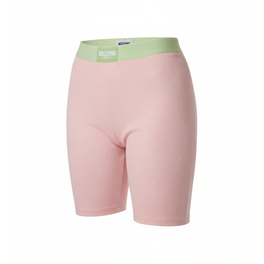 Moschino Pink Ribbed Cycling Shorts Green Waistband (A68094418-1227) Women