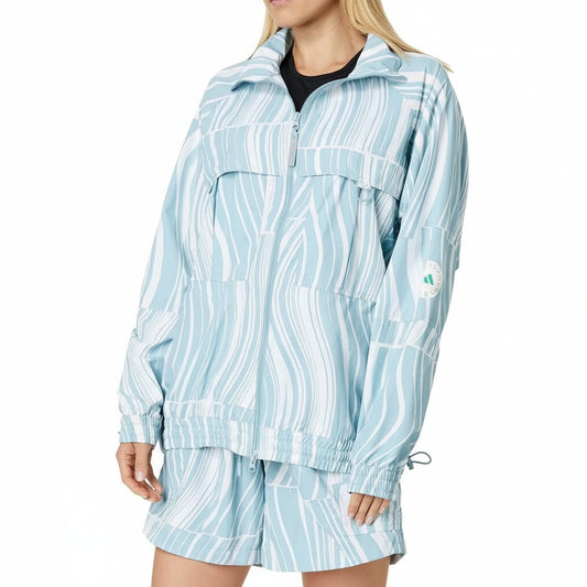 Adidas Wave Print Track Jacket White Green, Women