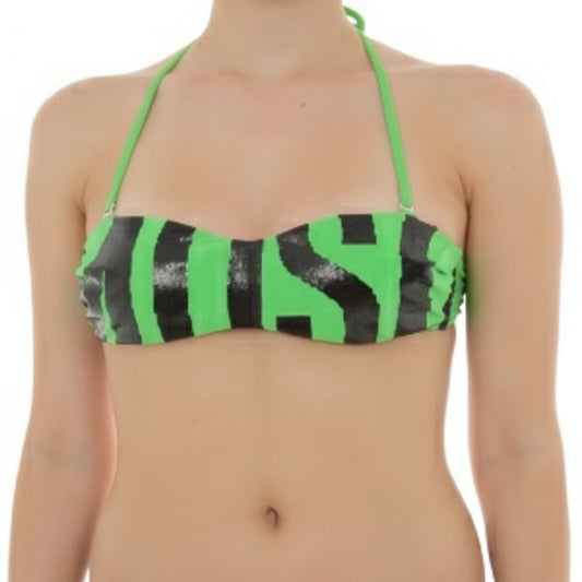 Moschino Green Black Logo Bandeau Bikini Top (A57814901-0396) Women
