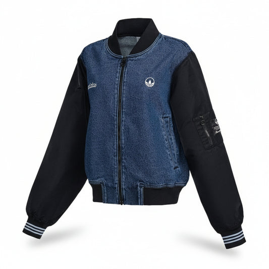 Adidas Denim Bomber Jacket Blue, Women
