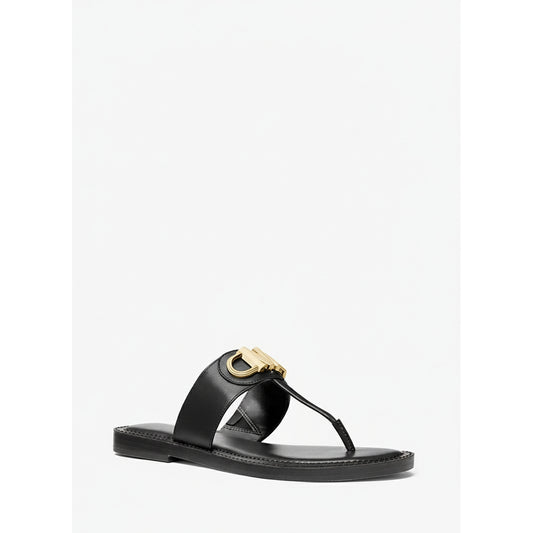 Michael Kors Black Leather Thong Sandals (40S3PKFS1L-BLACK) Women