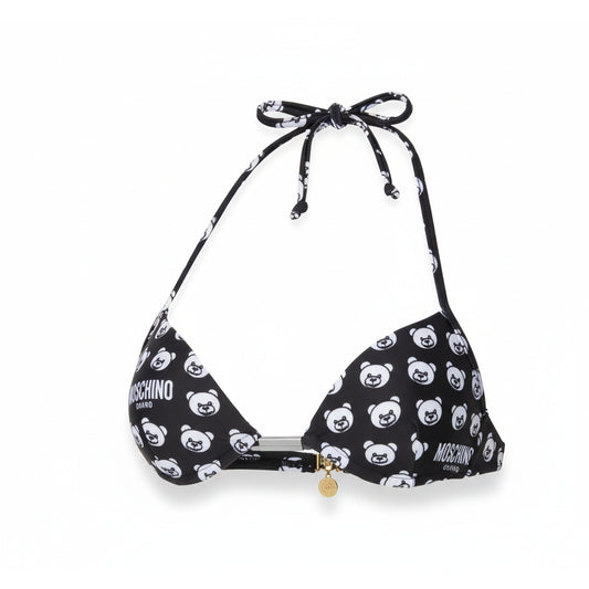 Moschino Bear Print Triangle Bikini Top Black (A57399406-1555) Women
