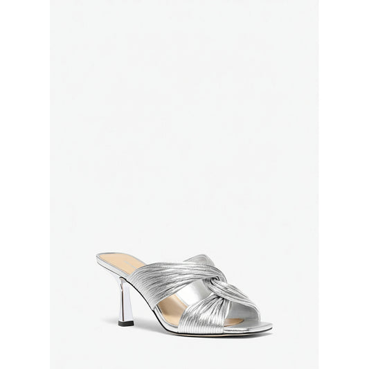 Michael Kors Silver Metallic Knotted Mule Heels (40S5ASMS1M-SILVER) Women