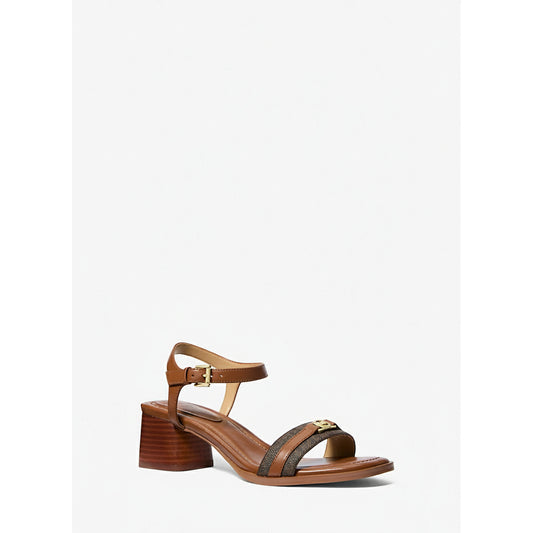 Michael Kors Brown Block Heel Sandals (40R5MAMS3B-BROWN_LUGGAGE) Women