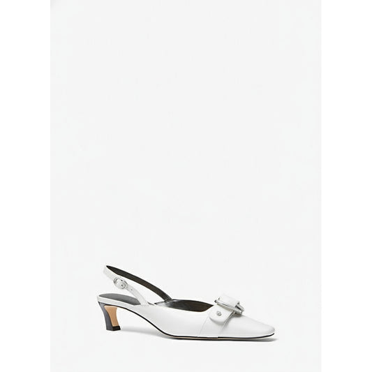 Michael Kors Jaden White Leather Slingback Kitten Heel, Women