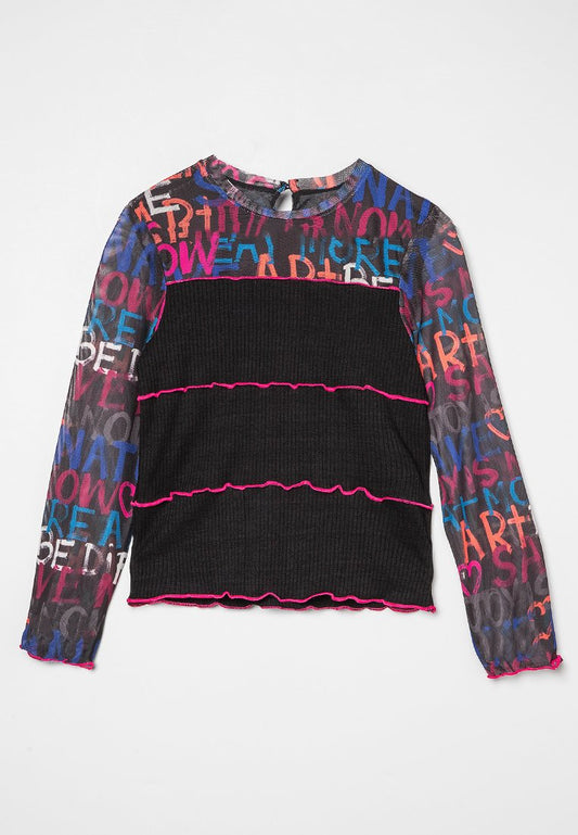 Desigual GIRL KNIT T-SHIRT LONG SLEEVE black (ZZO2JH903-Q00) Kids