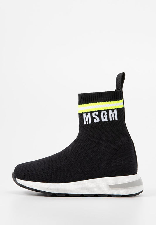 Msgm CONTRASTING PRINTED LOGO HIGH SOCK SNEAKERS black (ZZO2JFW02-A00) Kids