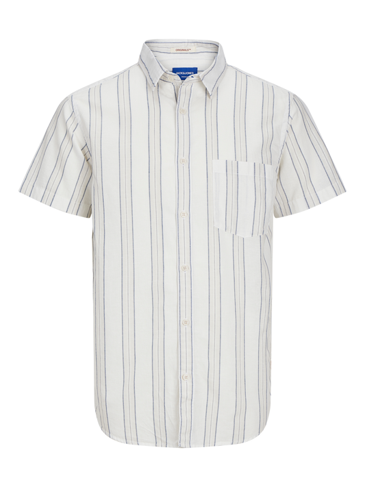 Jack & Jones Originals JORLINEN BLEND STRIPE SHIRT SS LN STYD24 Laurel Wreath (12256299-Laurel Wreath) Men