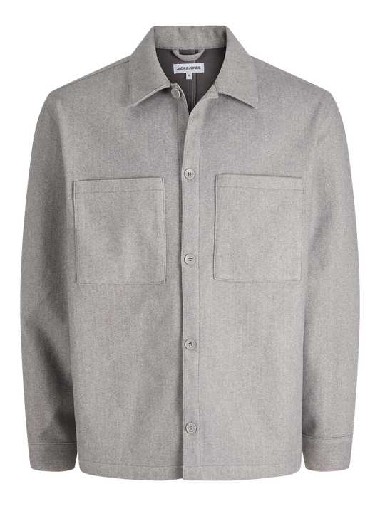 Jack & Jones Essentials JJEMASON OVERSHIRT LS SN Light Grey Melange (12288518-Light Grey Melange) Men