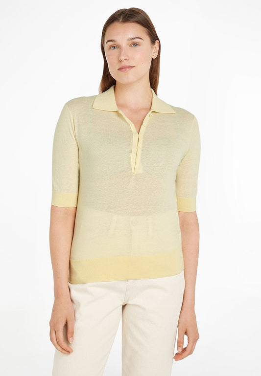 Calvin Klein COTTON SILK POLO SWE, ZHH Yellow (ZZO2U1JBT-E00) Women