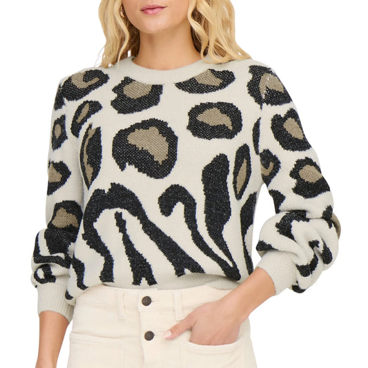 JDY Lorraine Animal Knit Sweater (15292890-CEMENTMALT) Women