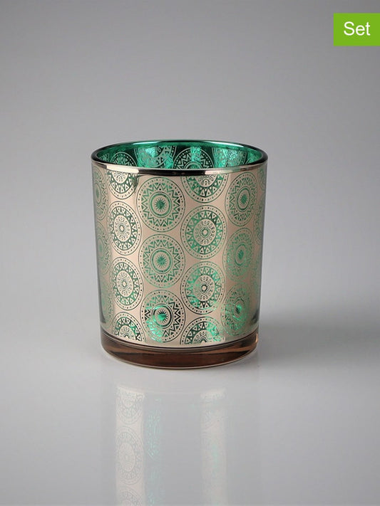 AM Design 2-Piece Set: Lantern Turquoise / Gold (H)10 x Ø 12 cm Unisex