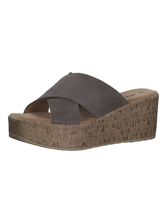 s.Oliver Leather Mules Grey Women