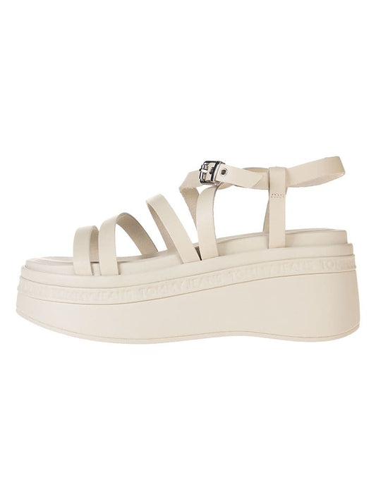 Tommy Hilfiger Leather Wedge Sandals Cream Women