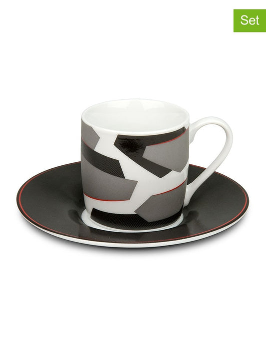 Könitz 2-Piece Set: Espresso Cup "Sharp Relief" Grey / Black 85 ml Unisex