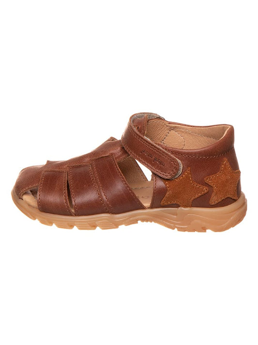 POM POM Leather Sandals Light Brown Kids
