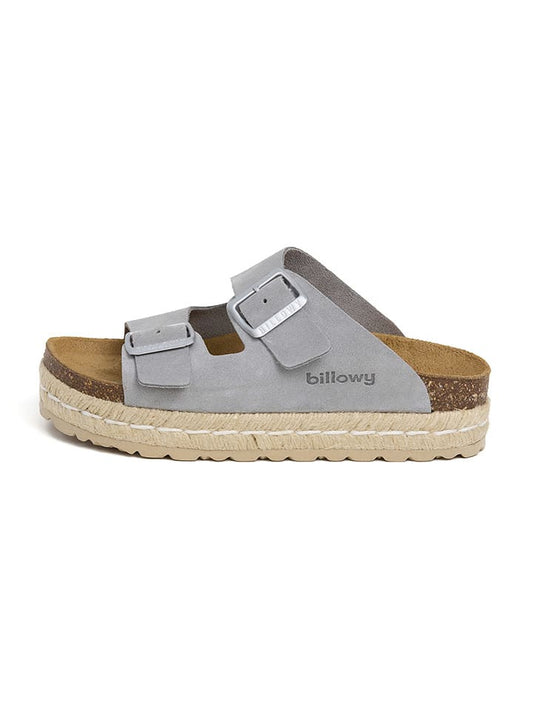 billowy Leather Mules Grey Women