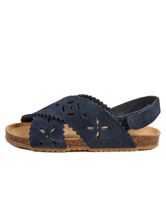 billowy Leather Sandals "Rosso" Navy Kids