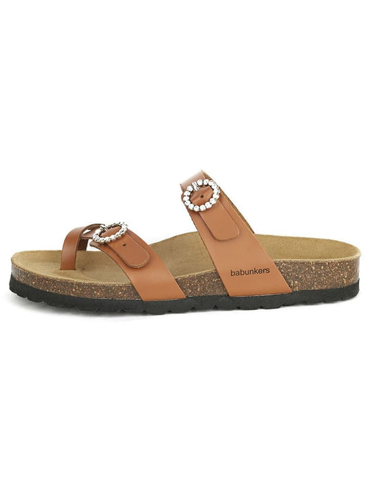 BABUNKERS Family Leather Flip Flops Brown Women