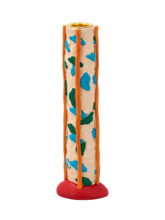 Villa Collection Candlestick "Styles" Beige / Orange / Blue (W)5 x (H)21 x (D)6 cm Unisex