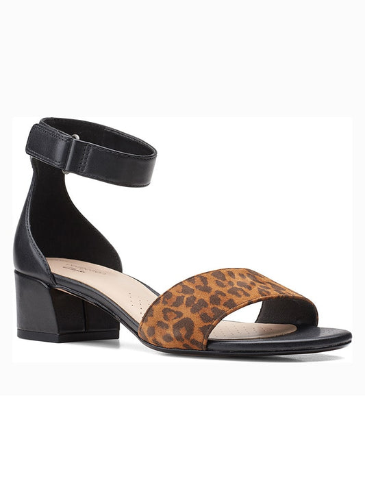 Clarks Leather Heeled Sandals Black / Light Brown Women
