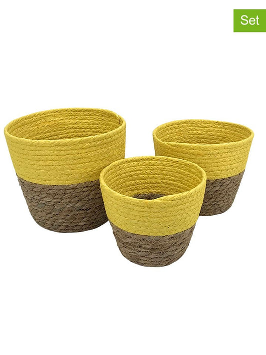 Kersten 3-Piece Set: Storage Baskets Light Brown / Yellow Unisex