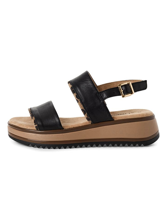 s.Oliver Leather Heeled Sandals Black Women