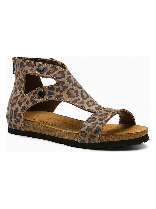 Comfortfusse Leather Sandals "Vera" Light Brown / Black Women