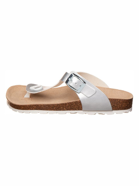 billowy Flip Flops Silver Women