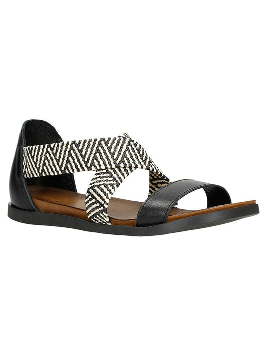 Wojas Leather Sandals Black / White Women