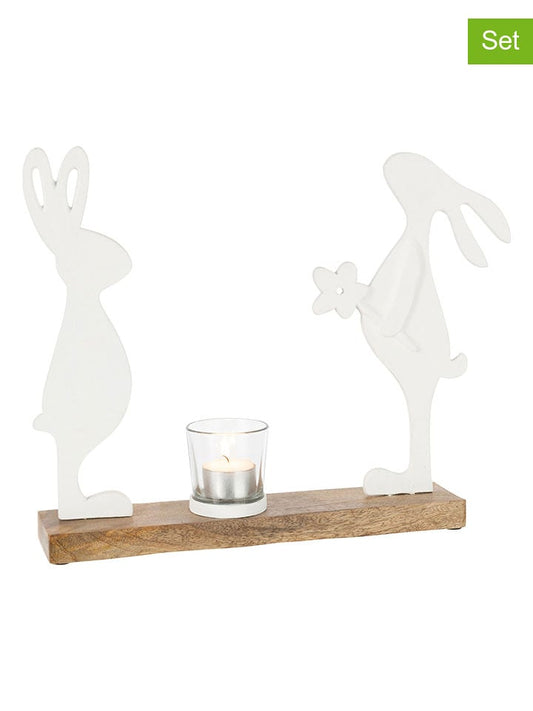 J Line 2-Piece Set: Tealight Holder White (W)30 x (H)29 x (D)5 cm Unisex