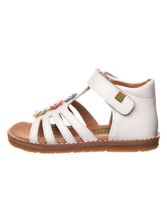 El Naturalista Leather Sandals White Kids
