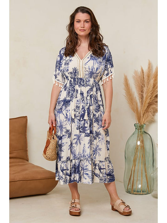 Curvy Lady Dress Navy / Cream Women