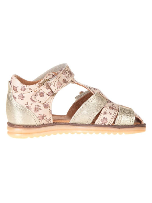 Wheat Leather Sandals "Sky Flower" Pink Kids