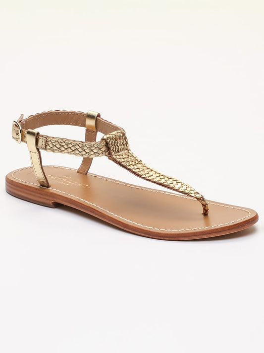 Les BAGATELLES Leather Toe Sandals "Cleveland" Gold Women