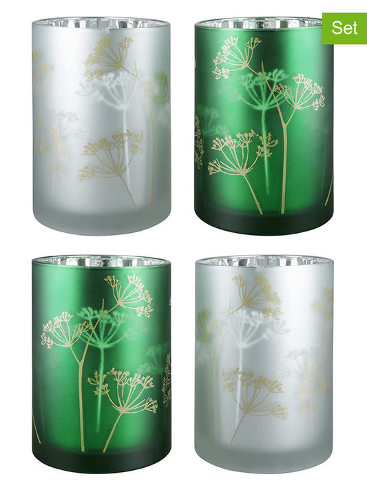 GILDE 4-Piece Set: Lantern "Pusteblume"" Green / Silver (H)18 x Ø 12 cm Unisex