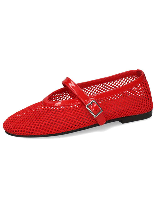 MELVIN & HAMILTON Leather Ballet Flats Red Women