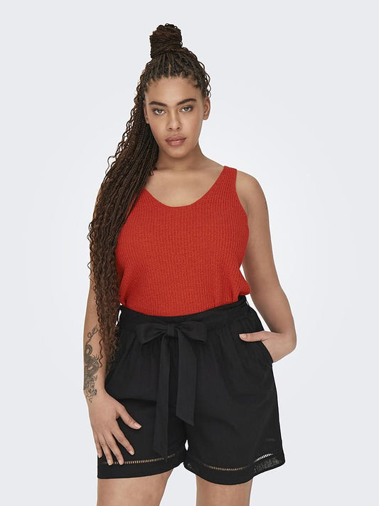 ONLY Carmakoma Knitted Top "Sunny" Red Brown Women