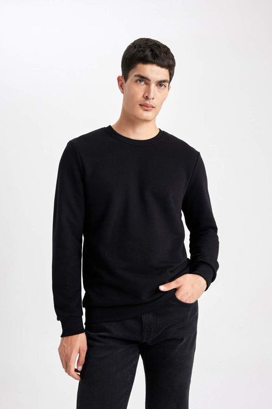 DeFacto Regular Fit Crew Neck Sweatshirt Black Men