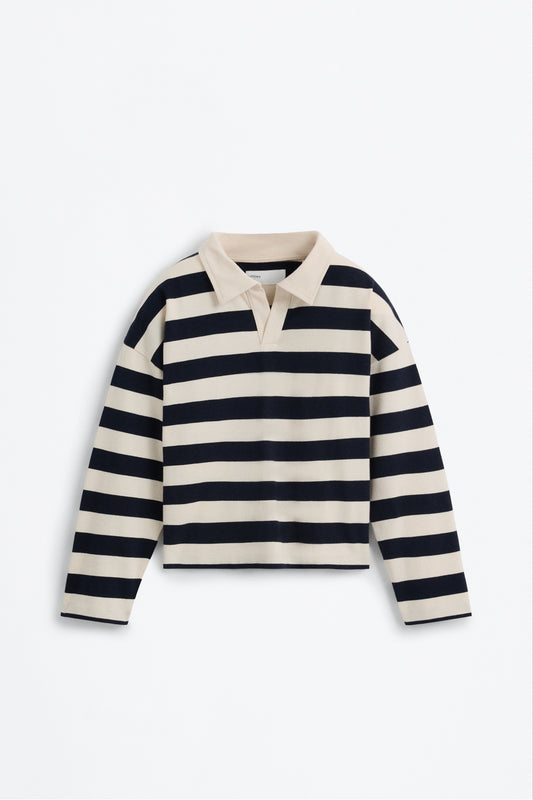 LEFTIES Kids Striped Polo Shirt Black-white Women