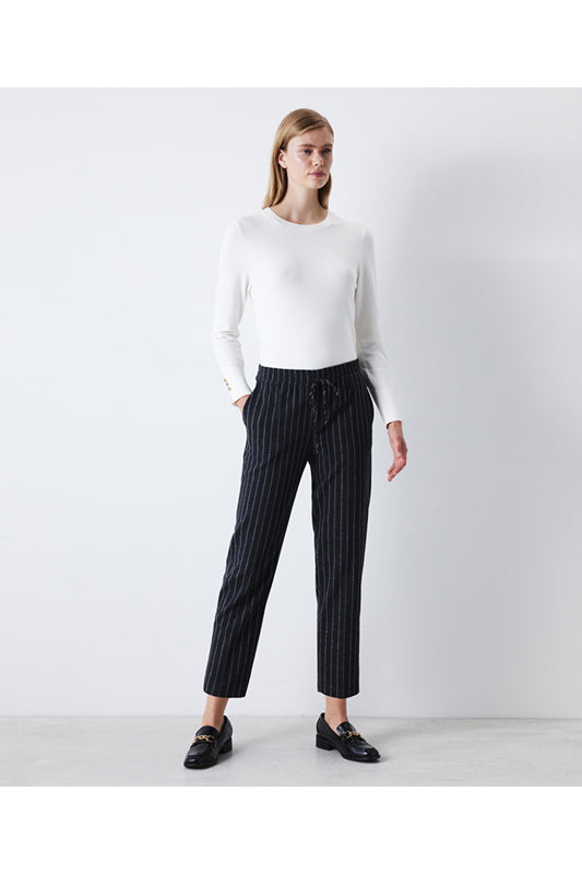 MISS IPEKYOL stripe pattern trousers Gray Women
