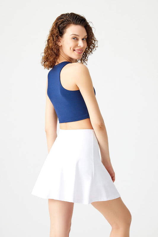 Los Ojos White 2 Layer Pleated Tennis Skirt - Sports Skirt Tennis Skirt2 Women