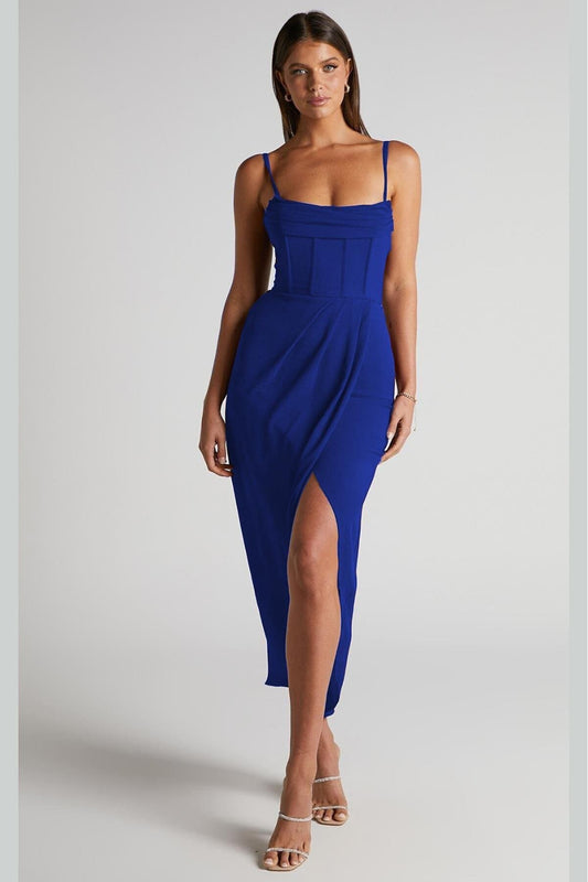 Madmext Saks Degaje Collar Strap Dress Flowerpot Women