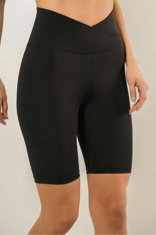 MODAGEN Women's Recovery Cross Waist Detailed Biker Tights Black Women