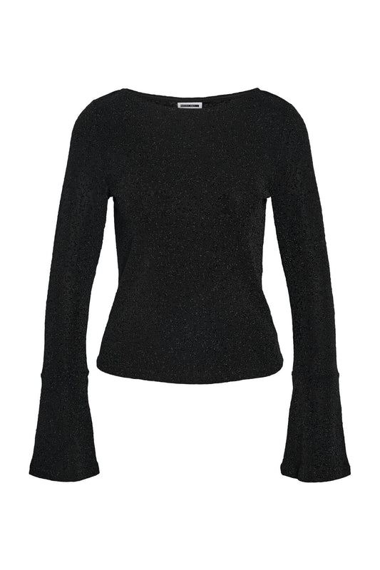 Noisy May Nmgilly L-S Boatneck Bellsleeve Top Jrs Black-black Women