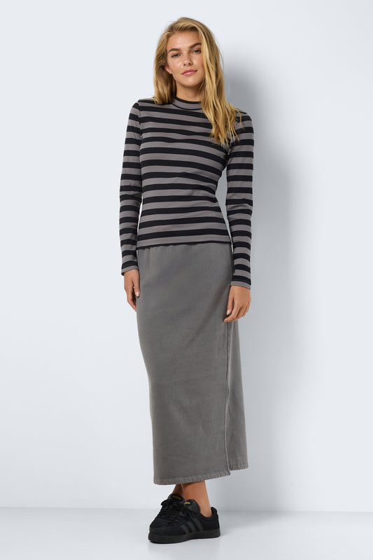 Noisy May Nmelinor Jrs - Medium Neck Top L-S Charcoal Gray Women