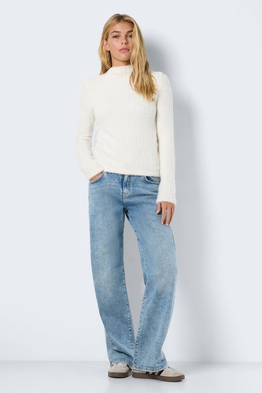 Noisy May T-Shirt Fem Knit Eggnog Women